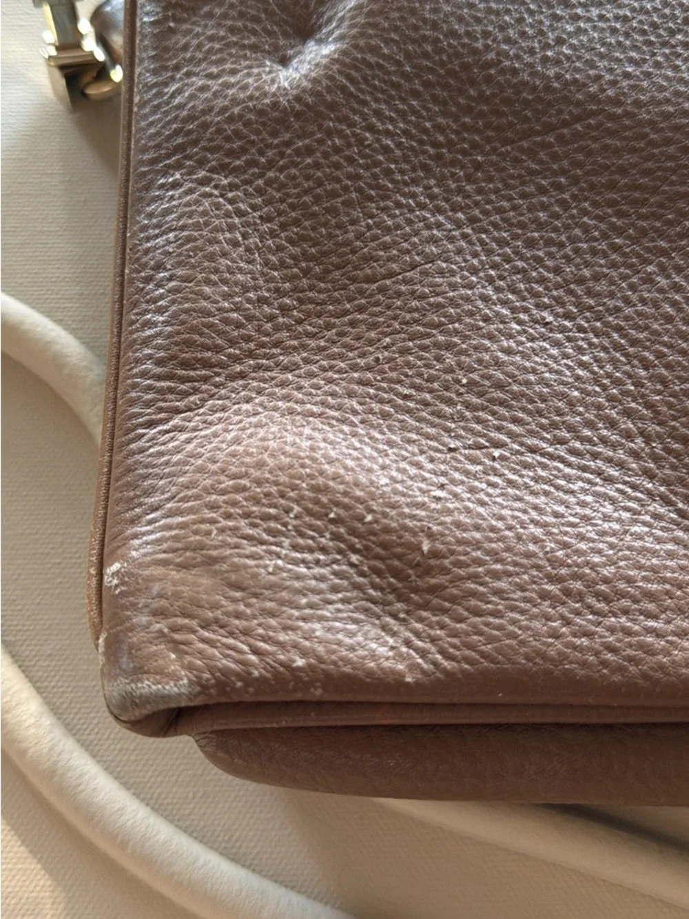 Tory Burch Taupe Pebbled Leather Crossbody